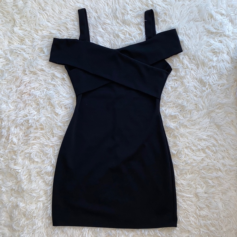 Cold Shoulder Mini Black Dress
